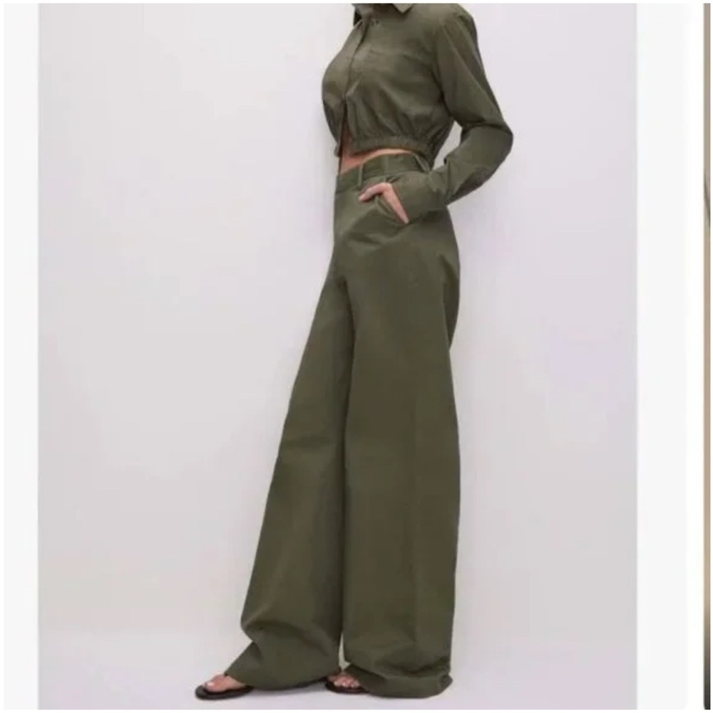 Good American Olive Wide-Leg Pants
